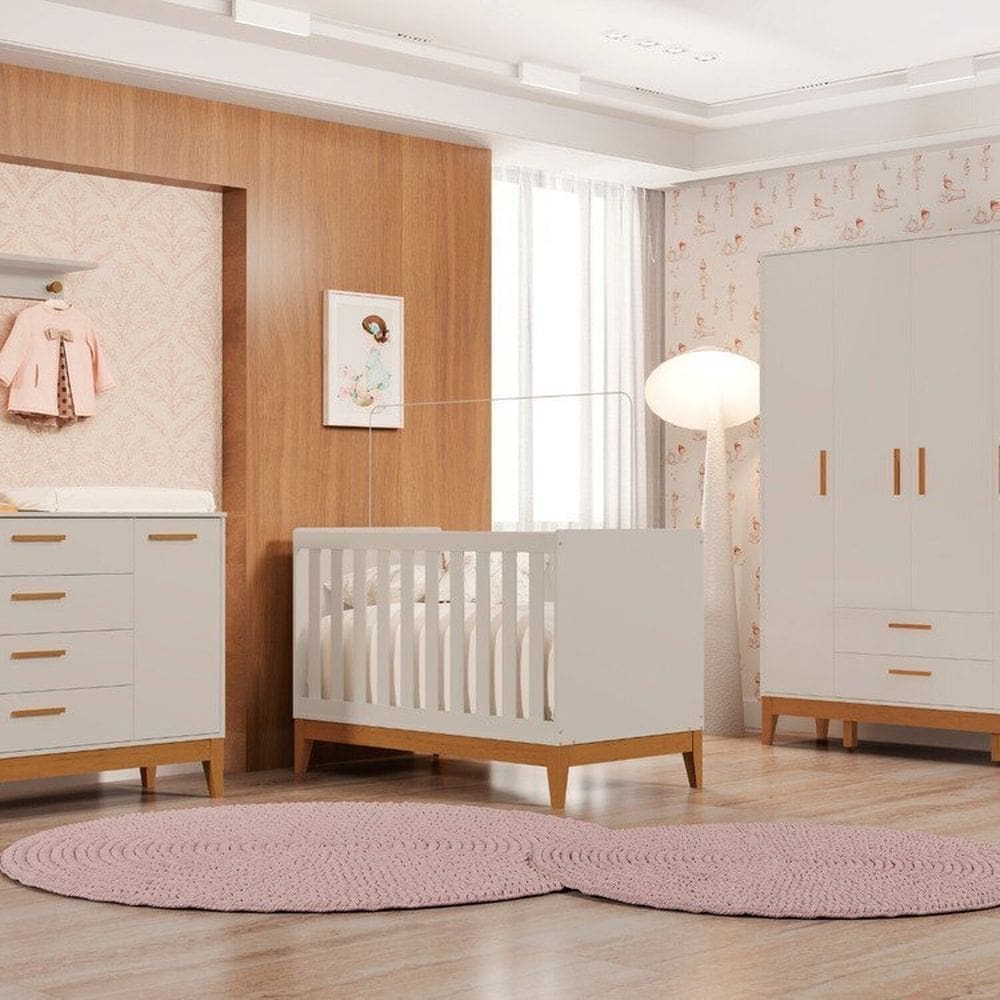 Quarto Completo com Roupeiro 4 Portas Flip Areia Fosco