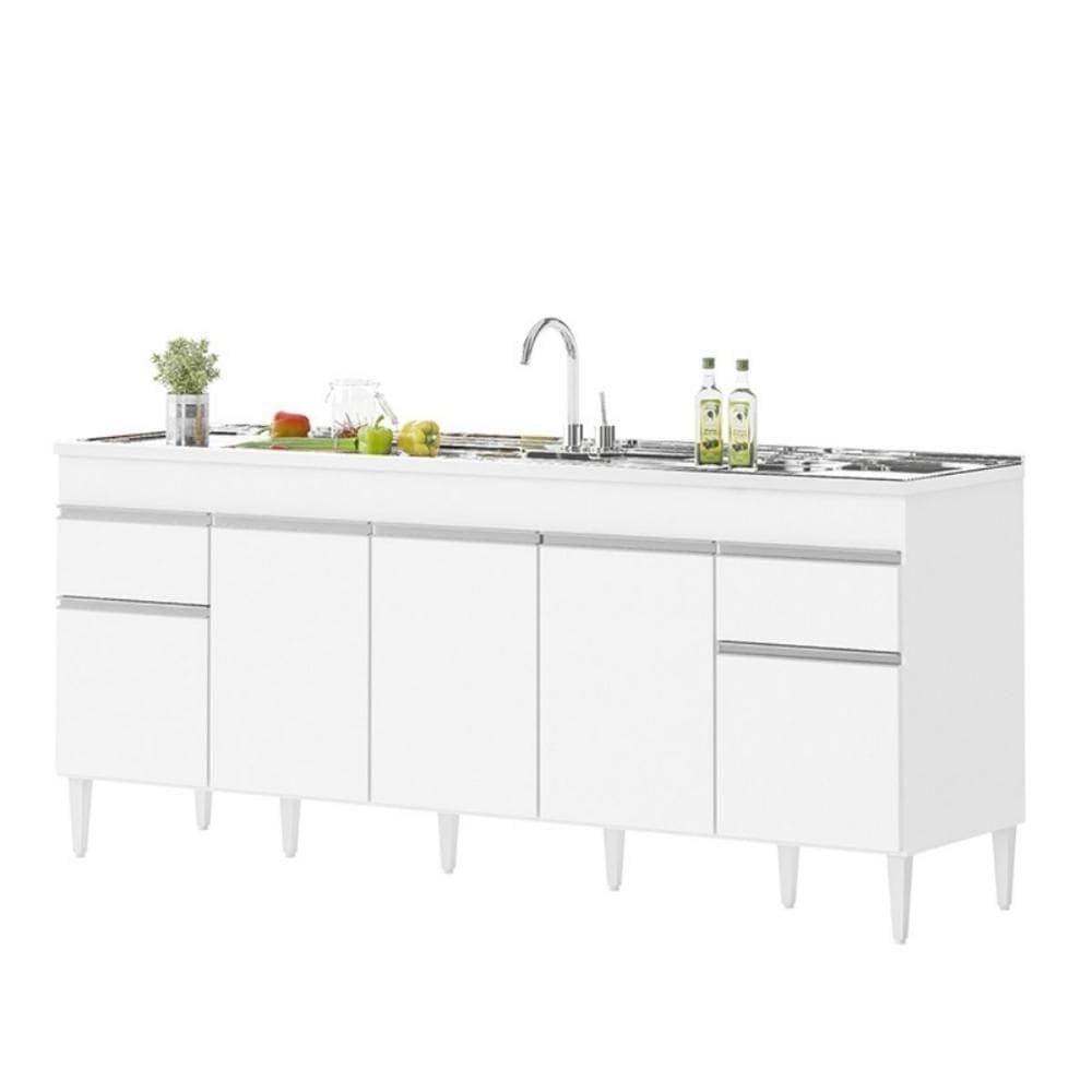 Balcão Natal 5 Portas Para Pia De 2 Mt Branco