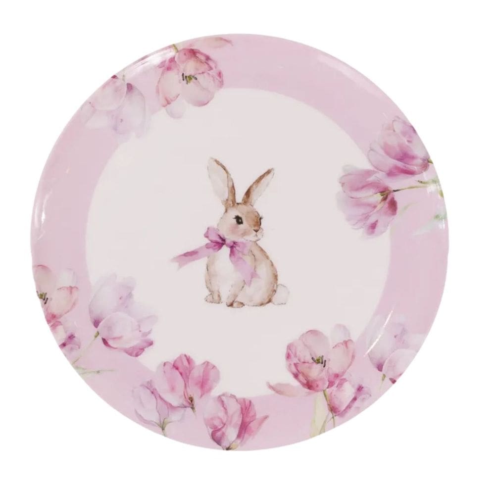 Prato De Pascoa De Sobremesa Coelho C/ Flores 20cm 1Un