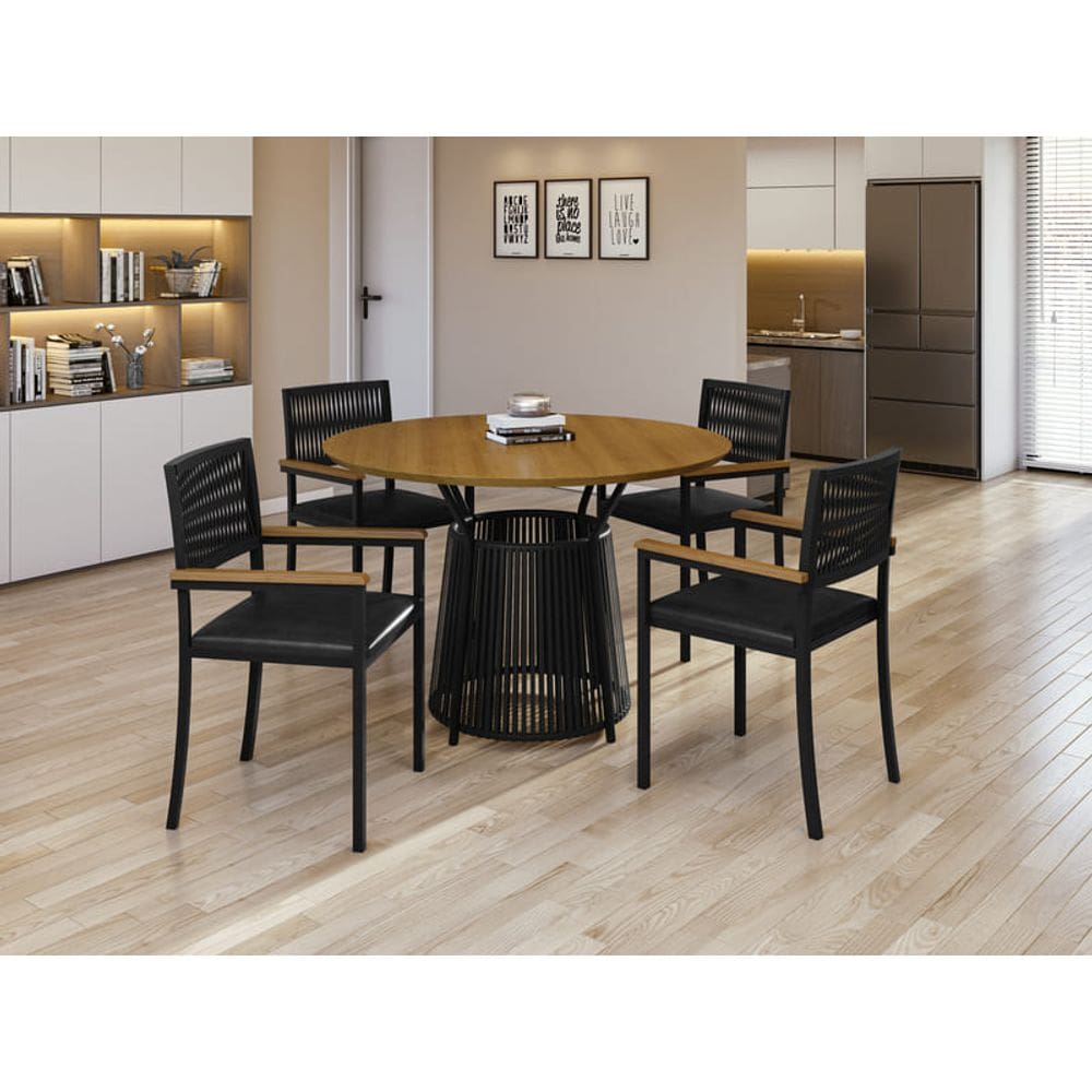 Conjunto para Área Gourmet redondo 4 Cadeiras Roma Paonanda