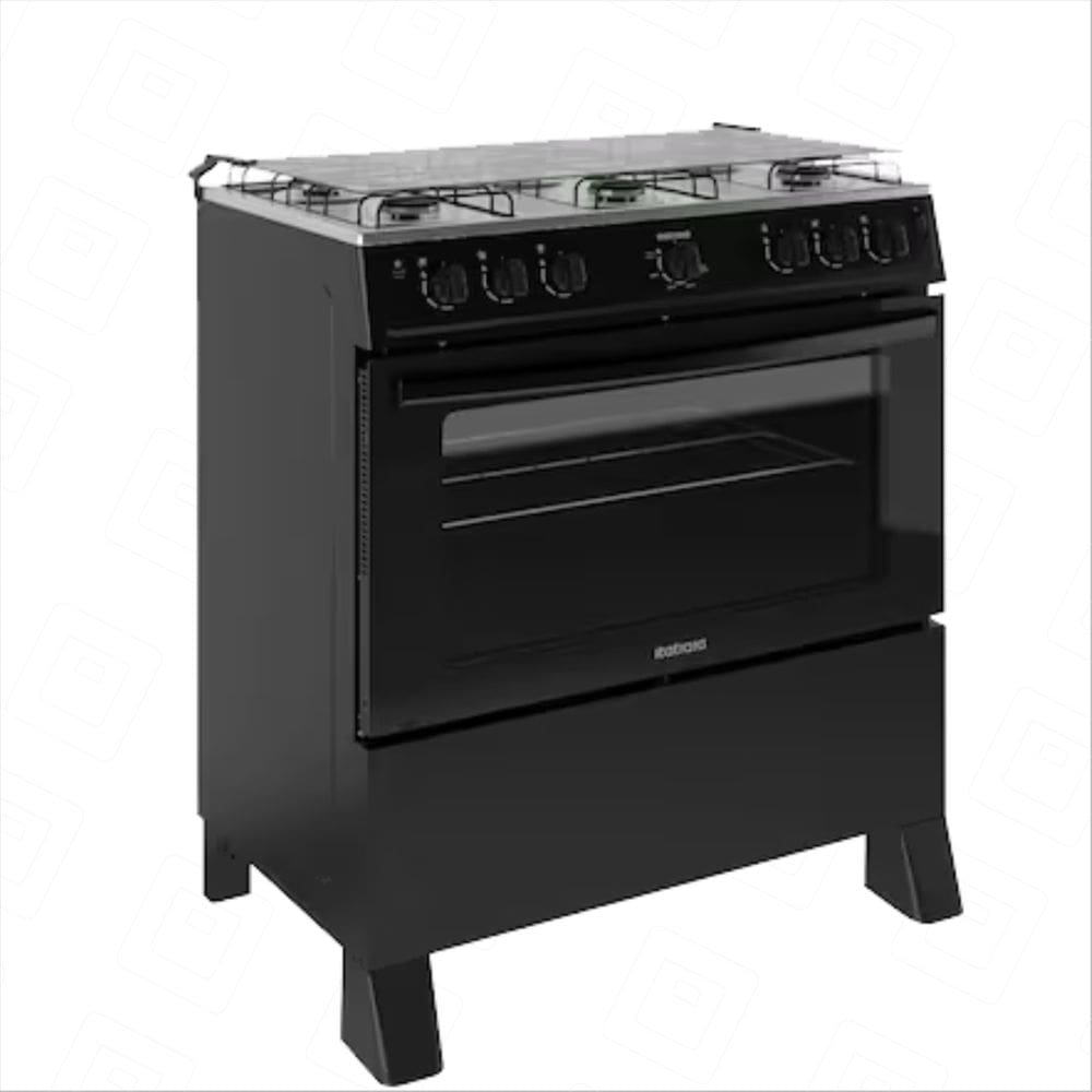 Fogão à Gás Itatiaia Star New 6 Bocas Mesa Inox Forno 82 Litros-Preto
