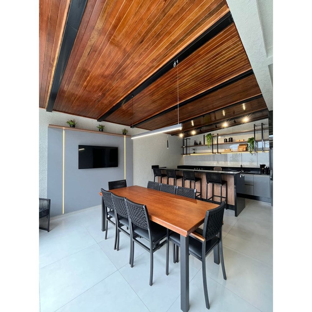 Conjunto Área Gourmet 8 Cadeiras 2,0x90 Athenas Paonanda