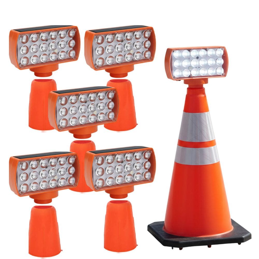 Sinalizador Solar Viario Kit 5 Duas Cores Cone Seguranca Alerta Noturna Obra Rodovia Alerta Estrada Avenida Transito