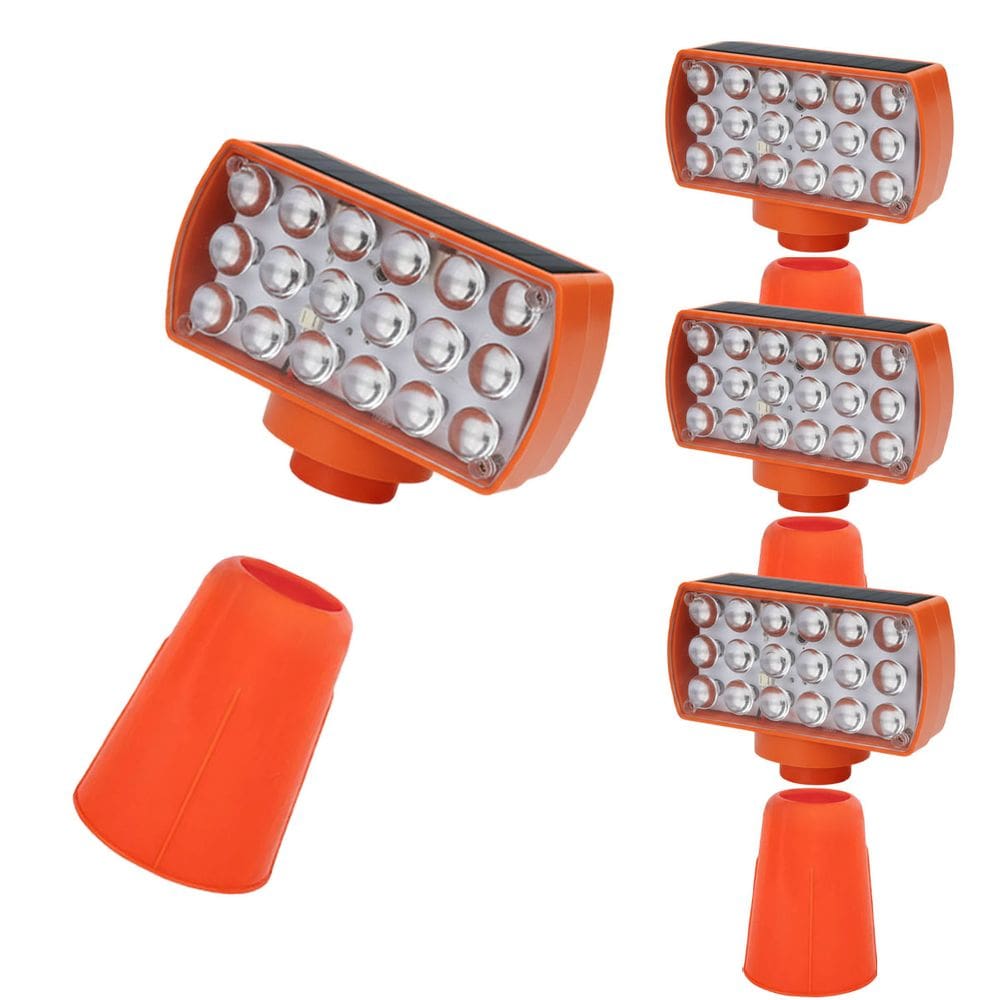 Sinalizador Solar Viario Kit 4 Duas Cores Cone Seguranca Alerta Noturna Obra Rodovia Alerta Estrada Avenida Transito