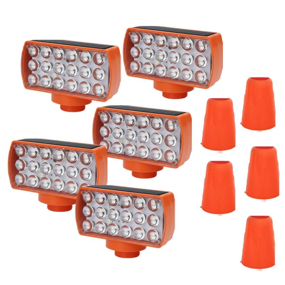 Sinalizador Solar Viario Kit 5 Duas Cores Cone Alerta Noturna Obra Rodovia Seguranca Alerta Estrada Avenida Transito