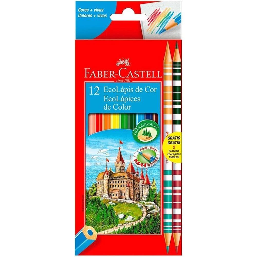 Lapis de cor 12 cores + 2 bicolor Faber Castell