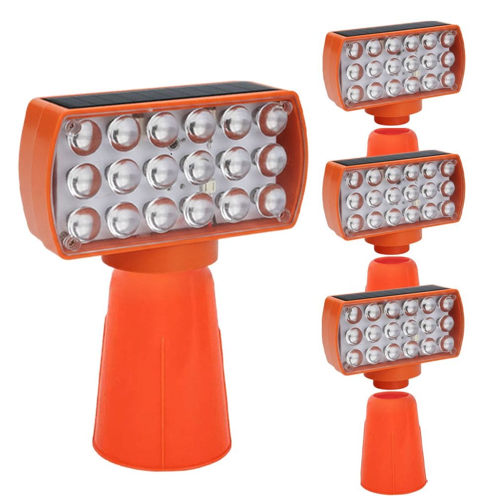 Sinalizador Solar Viario Kit 4 Duas Cores Seguranca Noturna Cone Alerta Obra Avenida Rodovia Alerta Estrada Transito