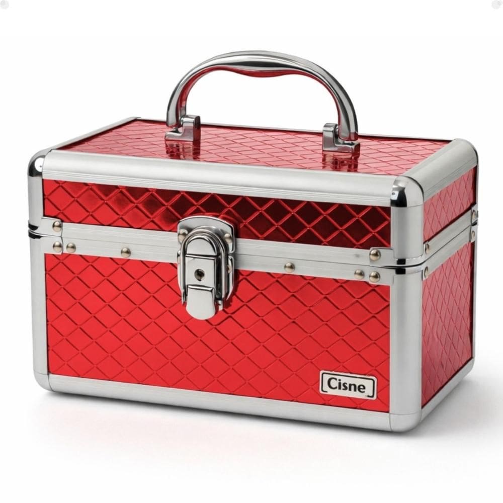 Maleta de Maquiagem Cisne Vermelha e Prata com 1 Bandeja Csn-lc5131