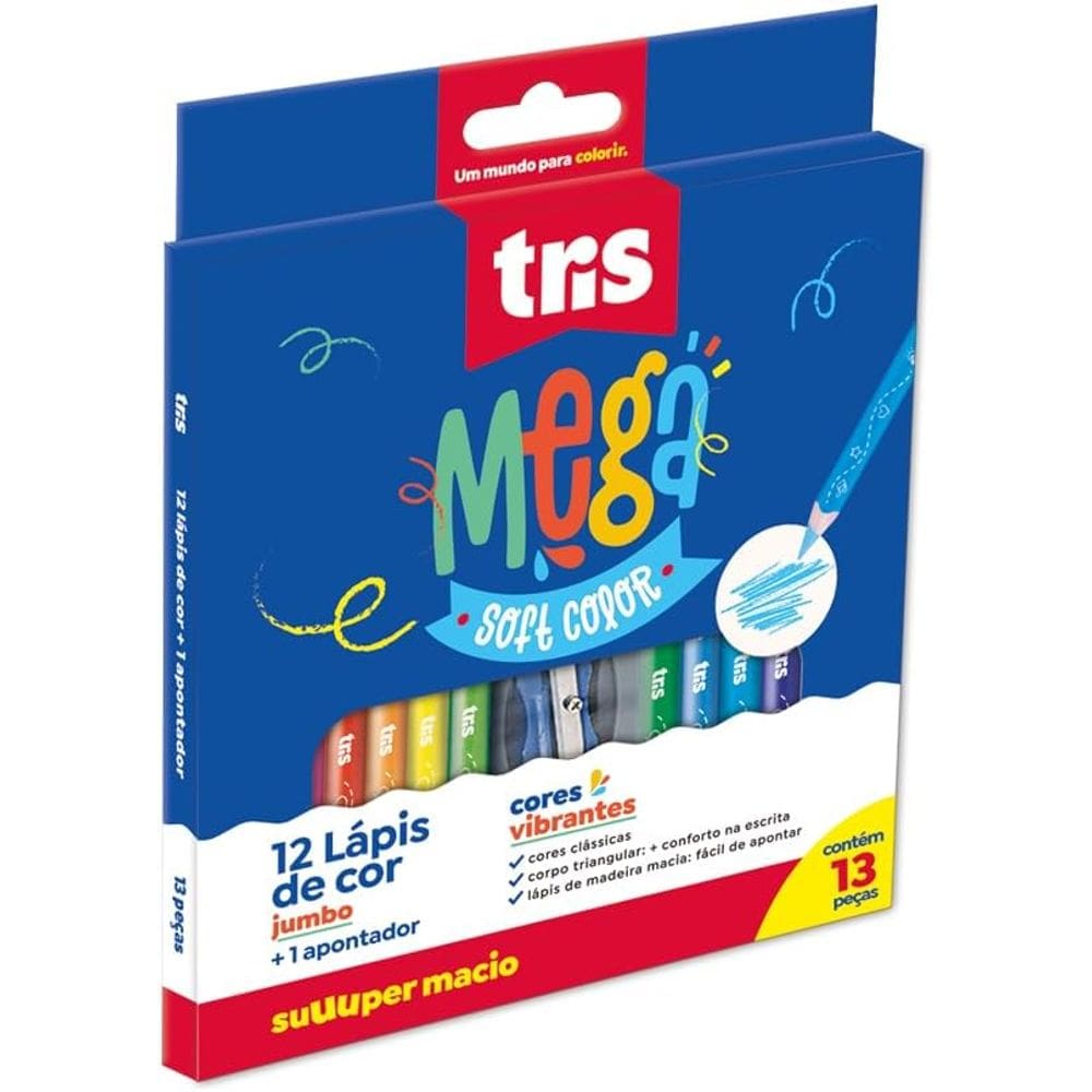 Lapis de Cor Jumbo Tris Mega Soft Color 12 cores