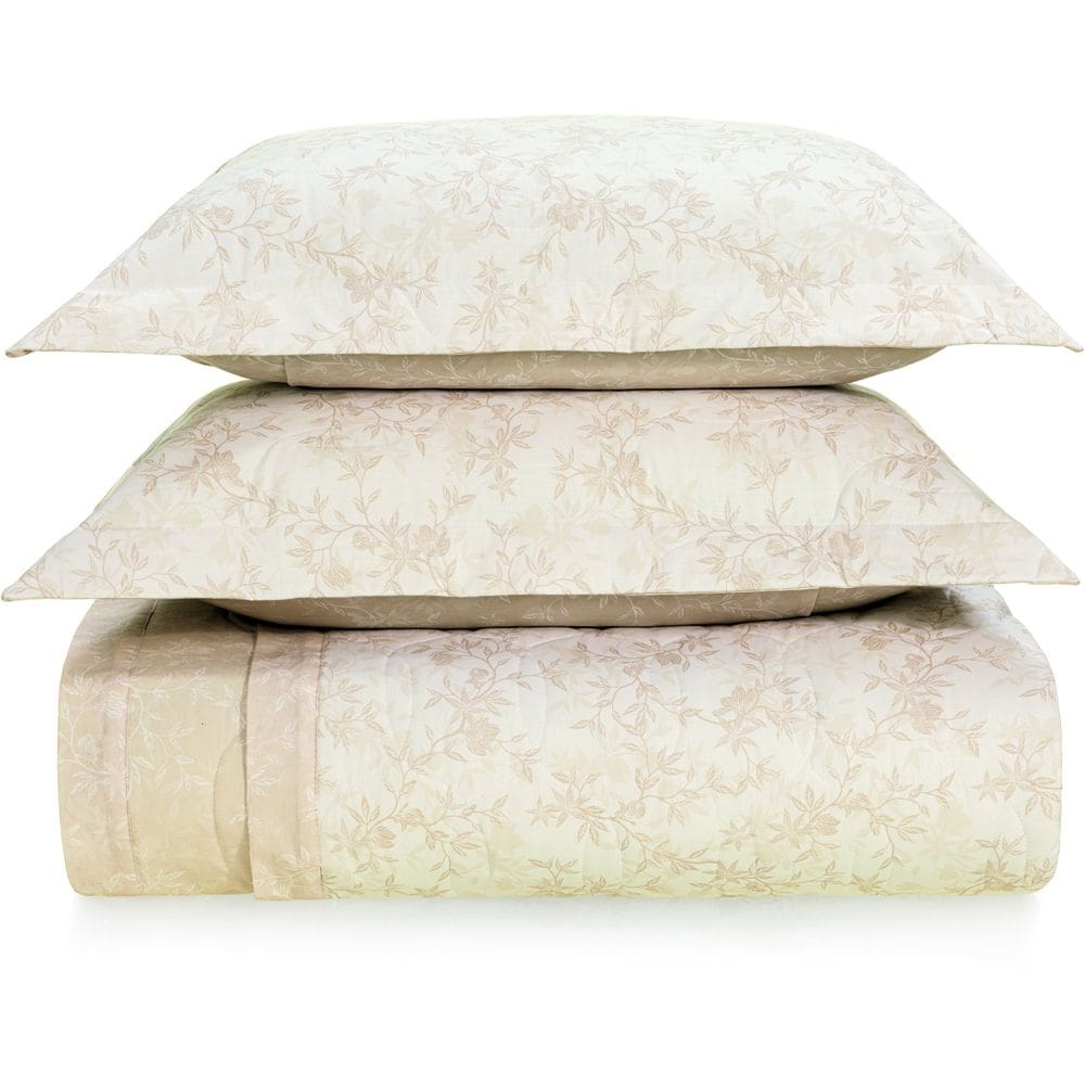 Jogo de Colcha Karsten Maite 200 Fios 3 Peças Queen Bege