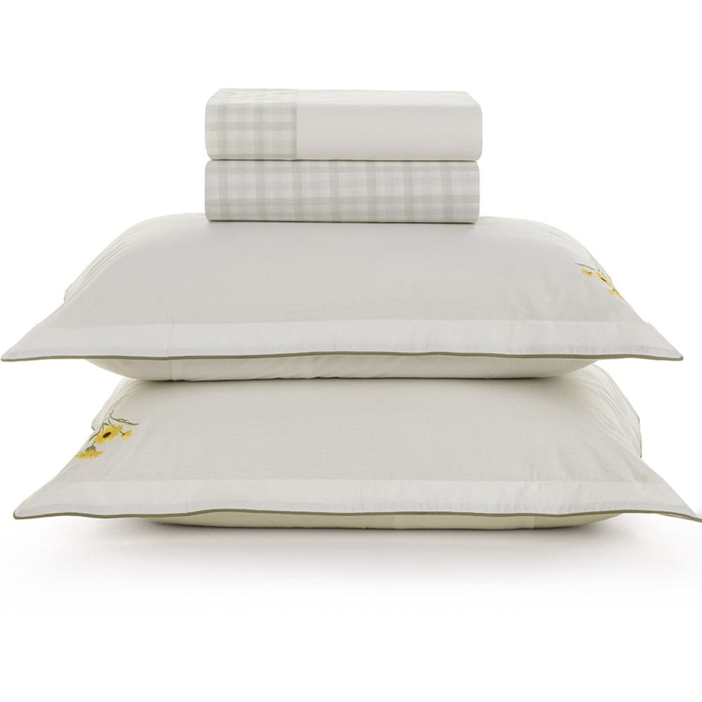 Jogo de Cama Karsten Florata 200 Fios 4 Peças Queen Branco