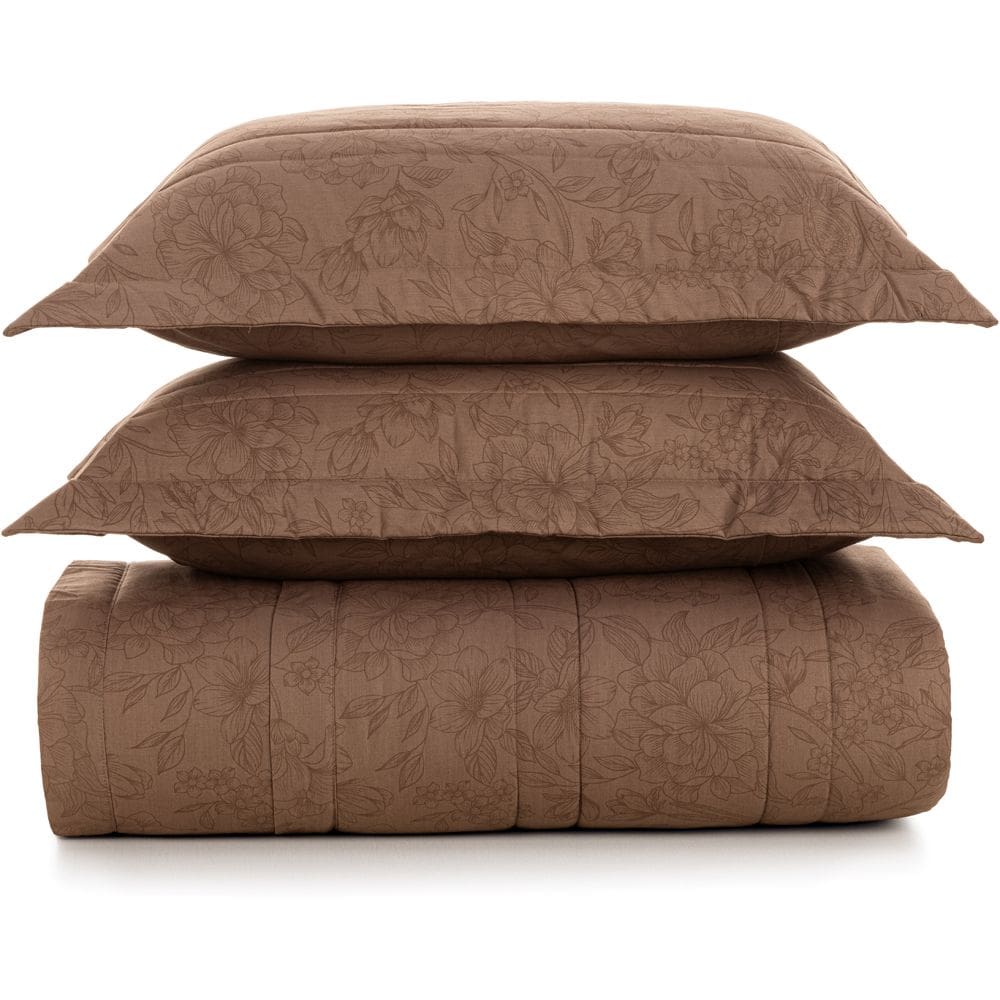 Jogo de Colcha Karsten Mallu 200 Fios 3 Peças Queen Marrom