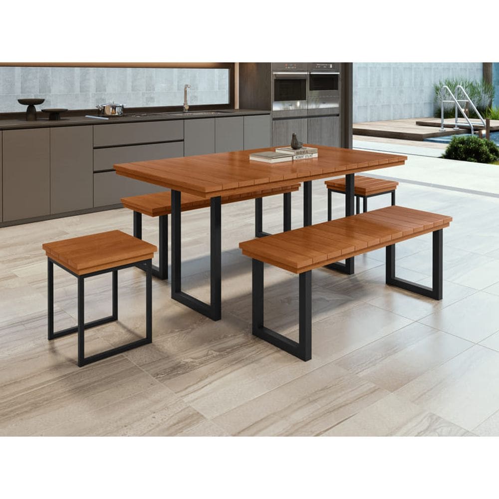 Conjunto Área Gourmet 6 Lugares 1,60x0,90m Capri  Paonanda