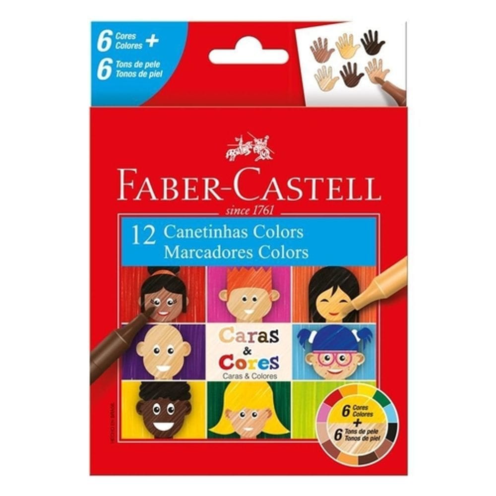 Caneta hidrografica C/12 cores caras & cores Faber-Castell