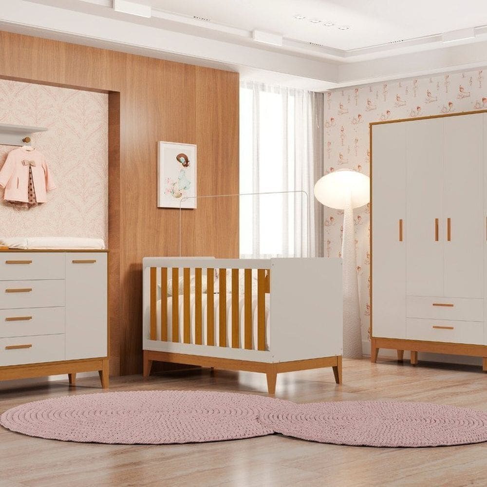 Quarto Completo com Roupeiro 4 Portas Flip Areia Fosco/ Savana