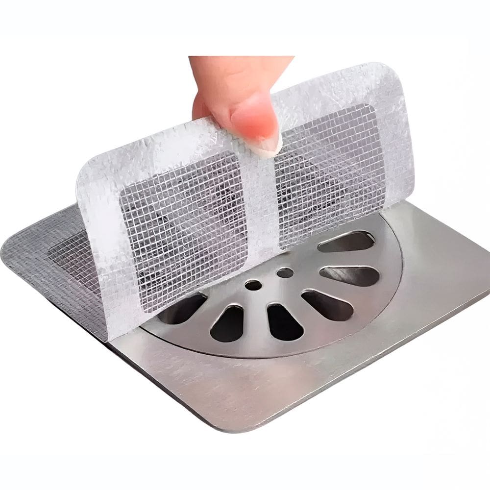 Kit com 6 Filtros Adesivos para Ralo - Anti-Entupimento - Captura Cabelos e Resíduos - 10x10cm - Banheiro e Cozinha