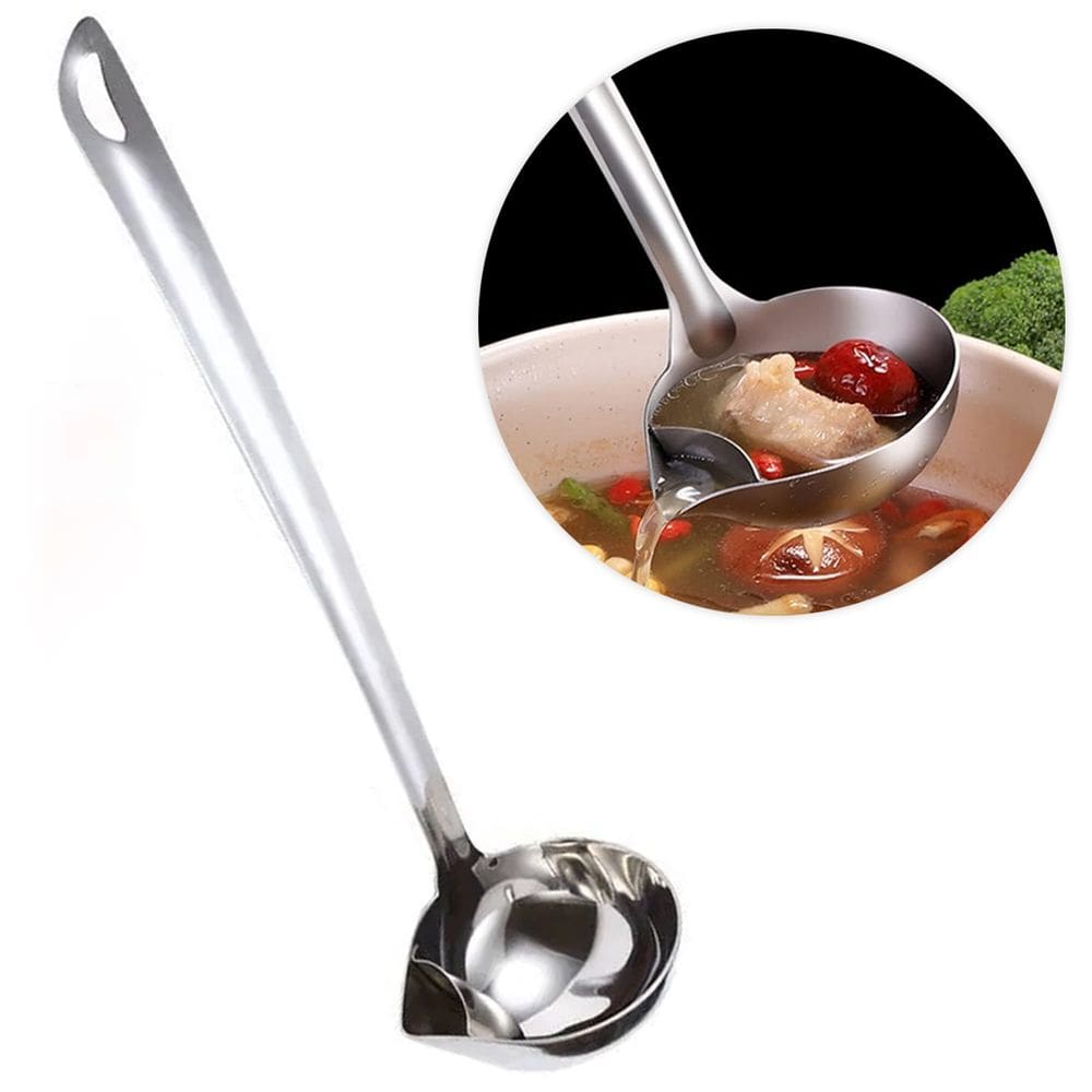 Concha Colher Separadora de Gordura em Aço Inox - Multiuso para Molho Galinha Cozida, Caldos, Feijão, Carne Cozida