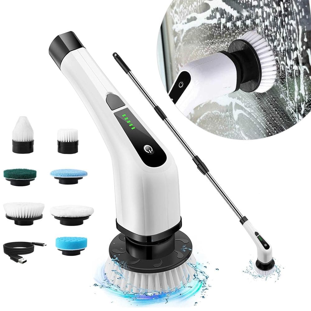 Escova de Limpeza Elétrica 7 em 1 USB Recarregável e Giratório para Cozinha Banheiro Varanda Janela Quarto