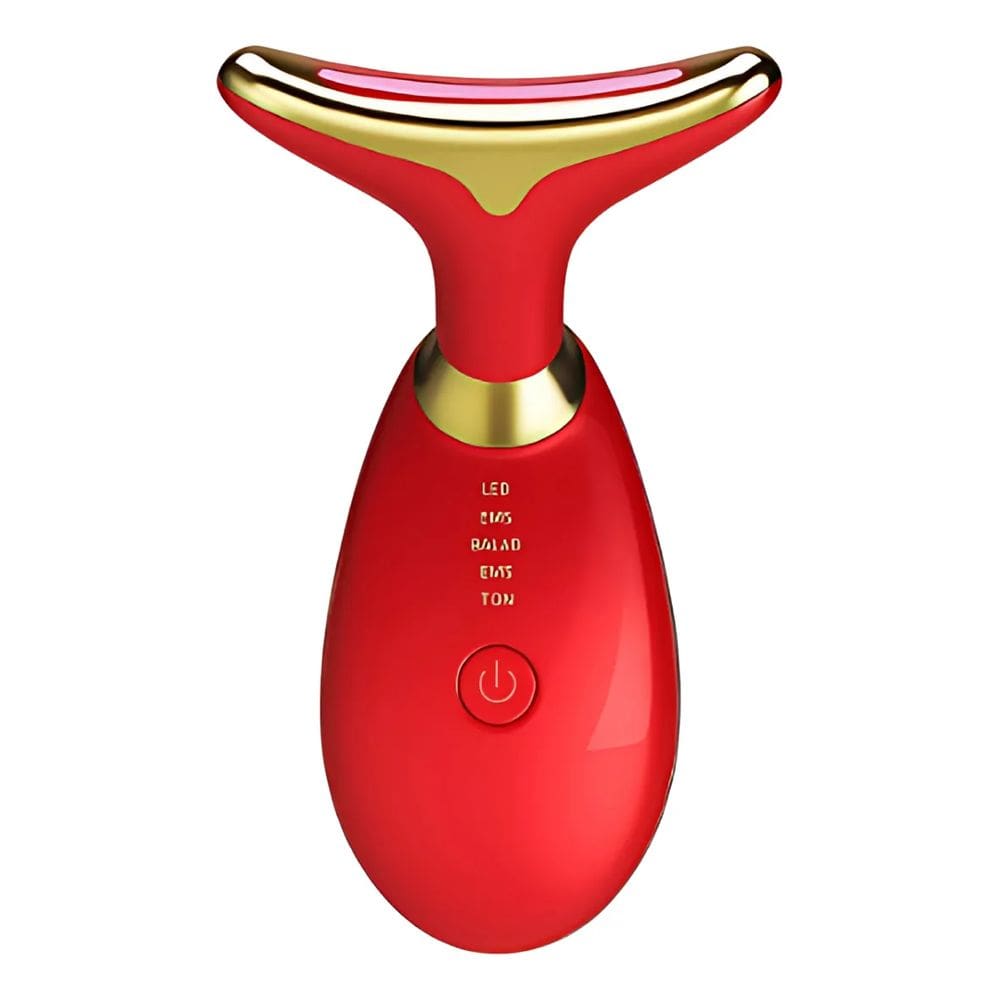 Massageador Facial Elétrico Pescoço Face Firmeza USB Cor:Vermelho