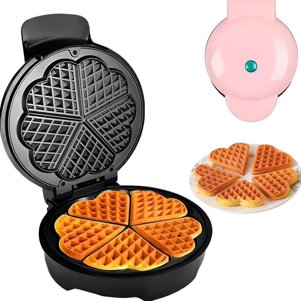 Máquina Elétrica Antiaderente Para Waffles Donuts Forma Coração 110V