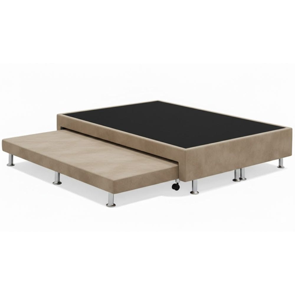 Cama Box Casal c/ Cama Auxiliar Suede 40x138x188 - Santo Box