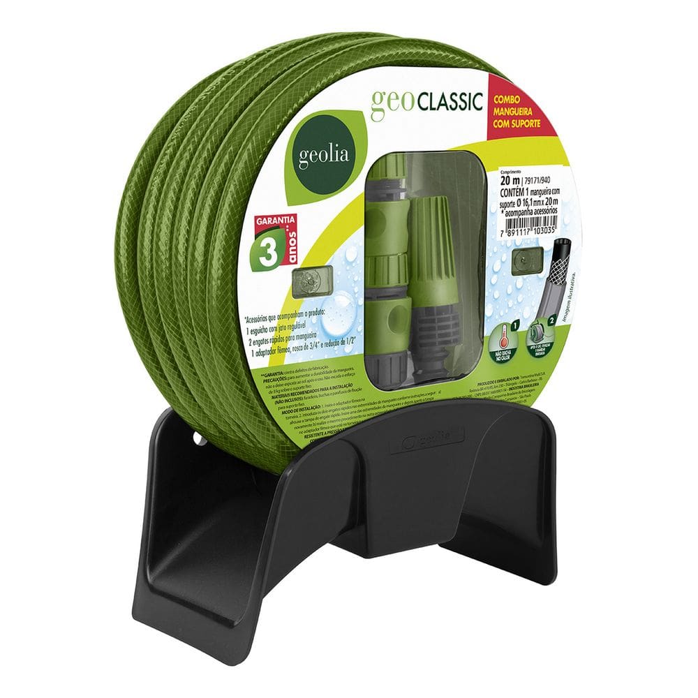 Mangueira 20m Com Suporte Parede Jardim - Garden