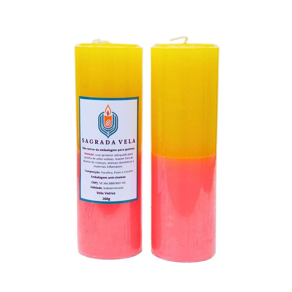Kit 2 Velas Votiva 7 Dias  260G (Amarela E Rosa)