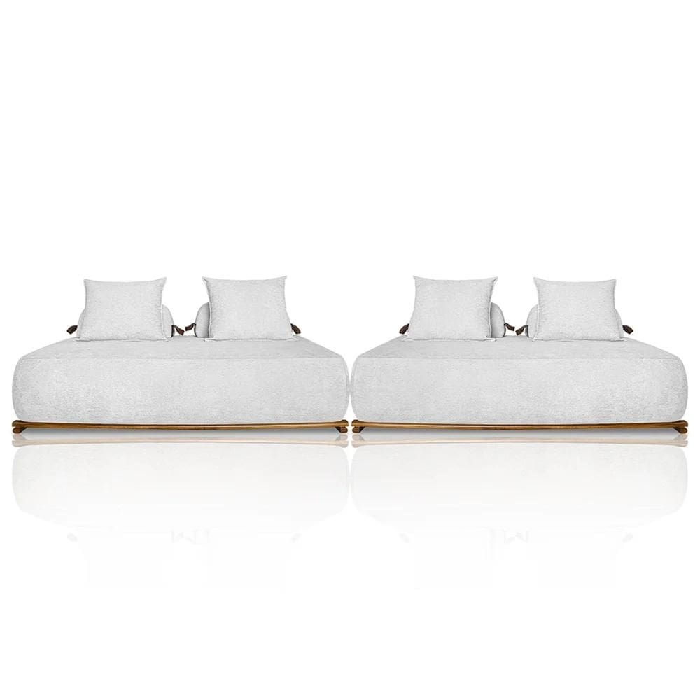 Sofá 4 Lugares Ilha 2 Módulos 180cm Viero S06 Boucle Branco - Mpozenato