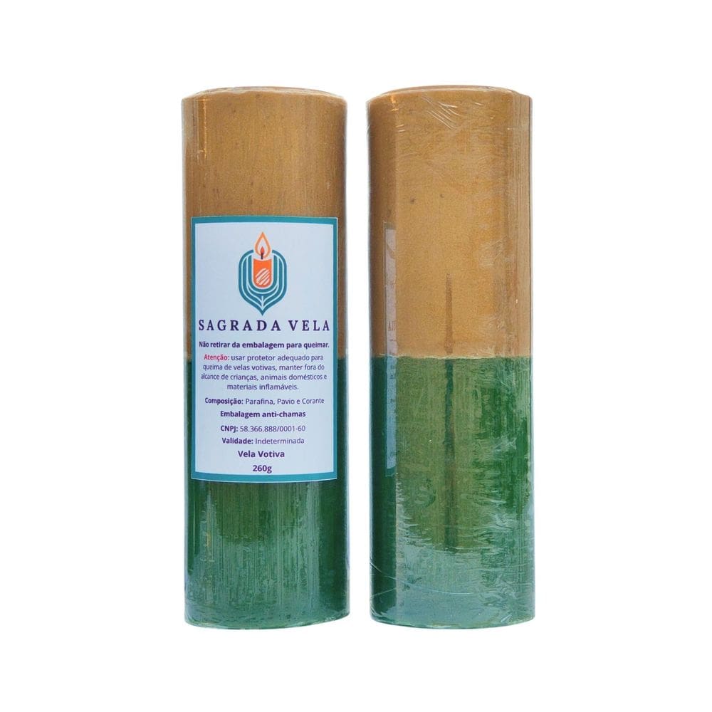 Kit 2 Velas Votiva 7 Dias 260G (Dourada E Verde)