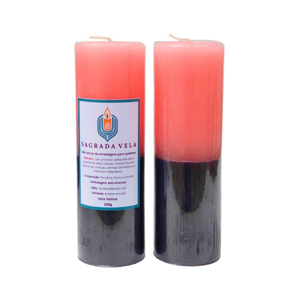Kit 2 Velas Votiva 7 Dias  260G (Rosa E Preta)