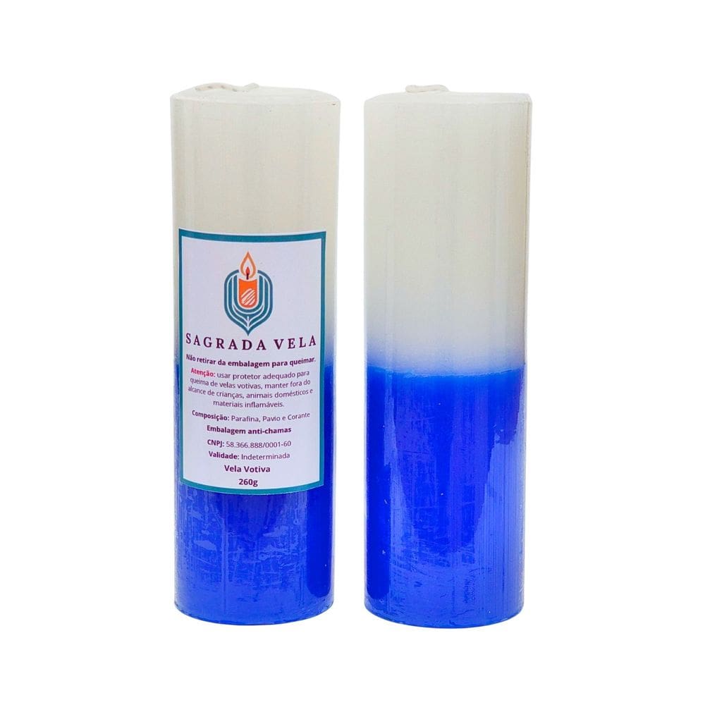 Kit 2 Velas Votiva 7 Dias  260G (Branca E Azul Escuro)