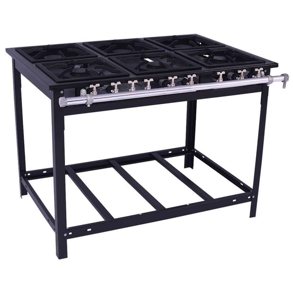 Fogão Industrial Venâncio A Gás Glp 6 Bocas - 3 Simples 3 Duplas 30x30 Parede E6 14804