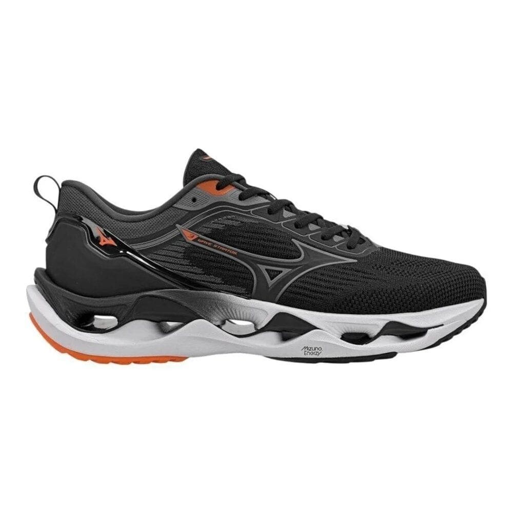 Tênis Mizuno Wave Stratos 3 - Masculino - Preto-Laranja