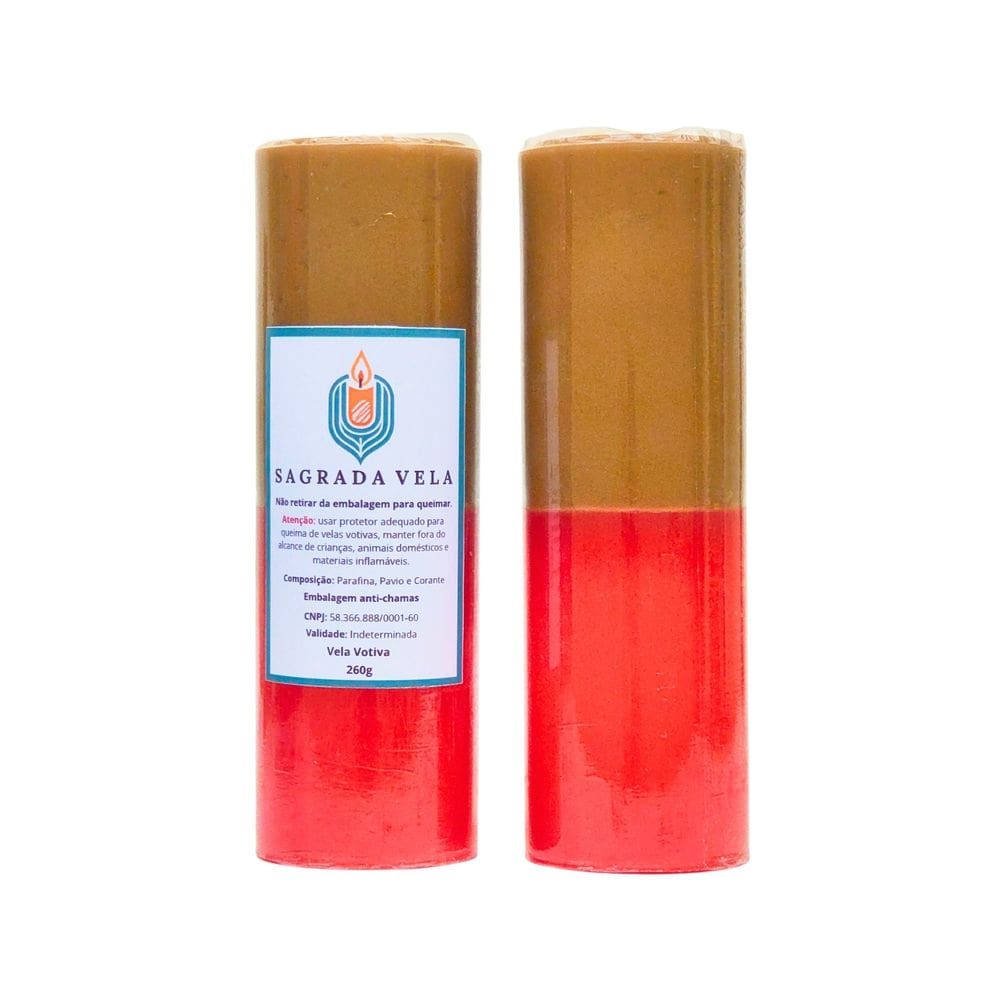 Kit 2 Velas Votiva 7 Dias 260G (Dourada E Vermelha)