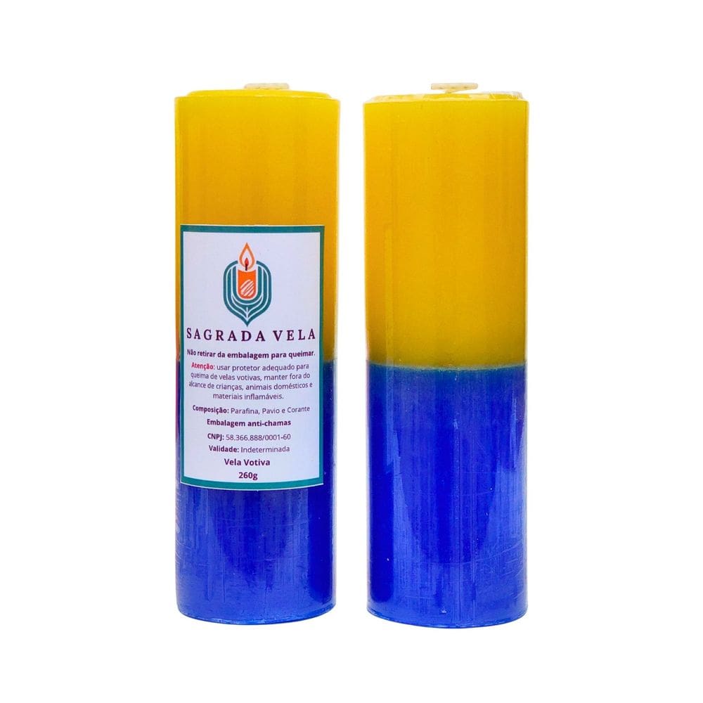Kit 2 Velas Votiva 7 Dias  260G (Amarela E Azul Escuro)