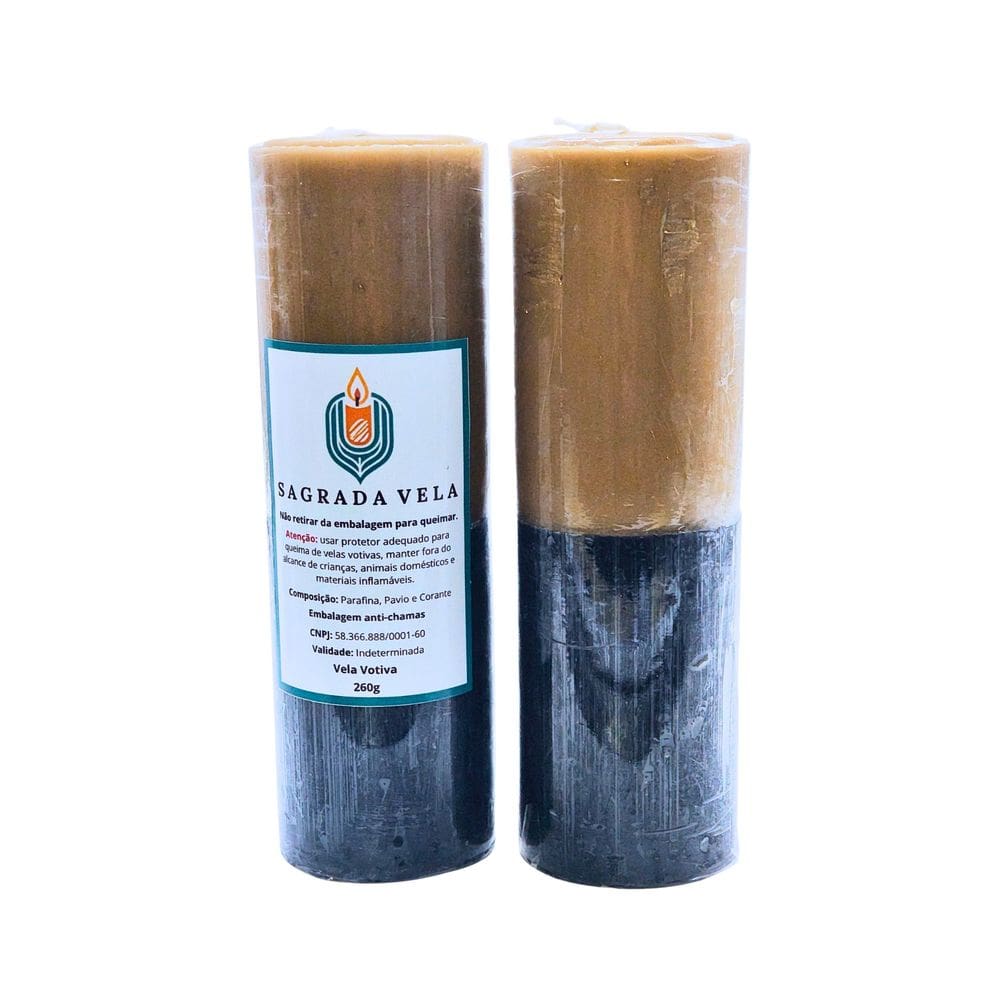 Kit 2 Velas Votiva 7 Dias 260G (Dourada E Preta)