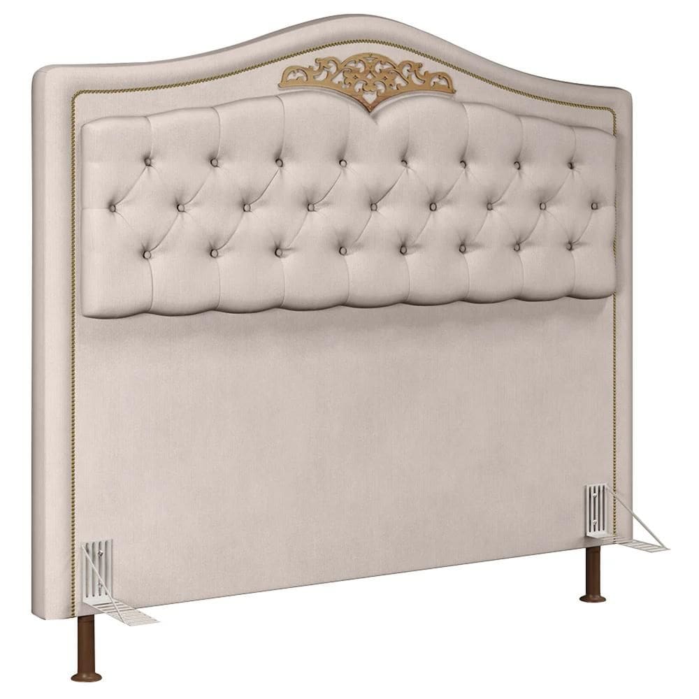 Cabeceira Cama Box Casal 140cm com Tachas Imperial Veludo J02 Bege - Mpozenato