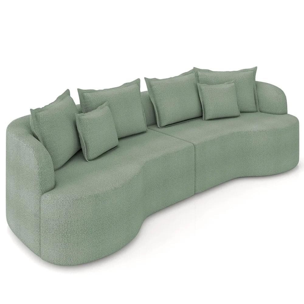 Sofá 4 Lugares 270cm Orgânico Quito Z08 Boucle Verde - Mpozenato