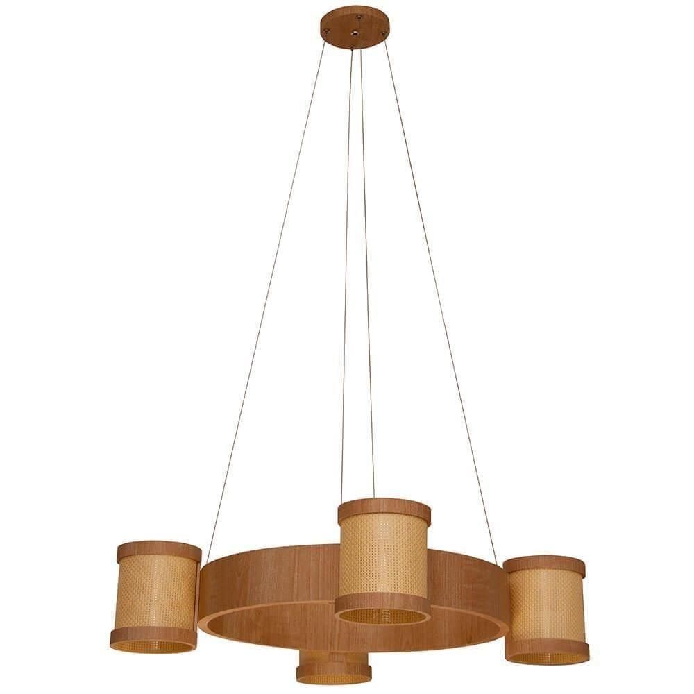 Lustre Muller Straw Roda Natural G9 Led 4 Lâmpadas 2574na