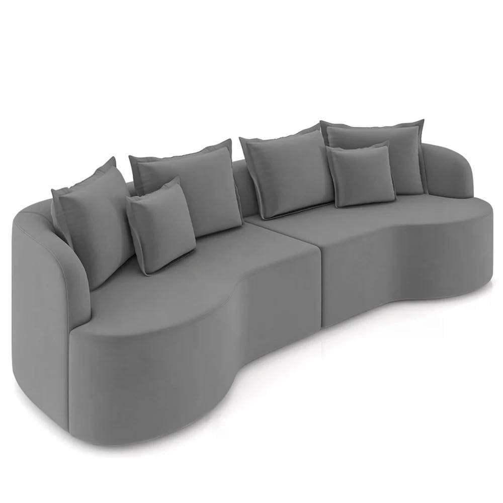 Sofá 4 Lugares 270cm Orgânico Quito Z08 Veludo Cinza - Mpozenato