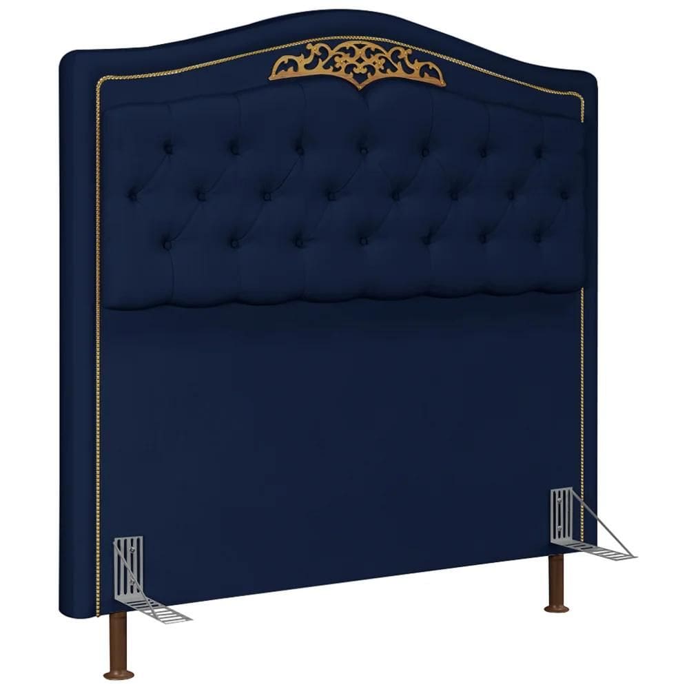 Cabeceira Cama Box Casal King 195cm com Tachas Imperial Veludo J02 Azul - Mpozenato