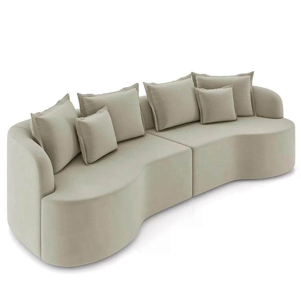 Sofá 4 Lugares 250cm Orgânico Quito Z08 Veludo Bege  - Mpozenato