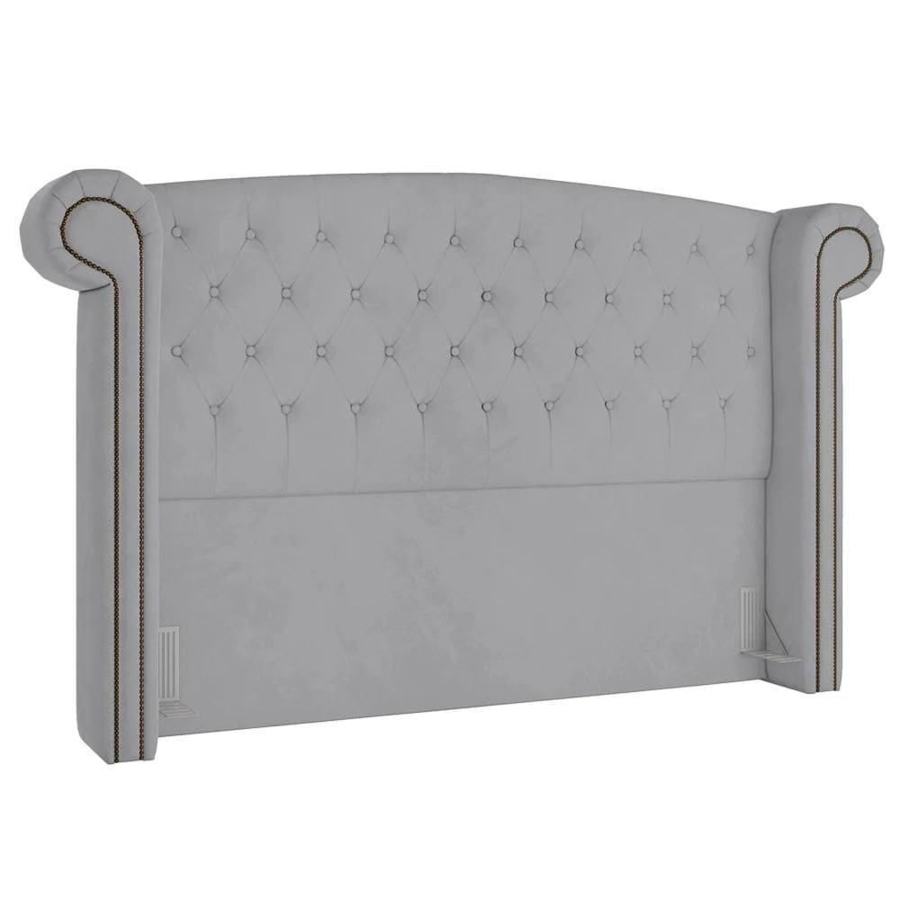 Cabeceira Cama Box Casal King 195cm Provença Z37 Veludo Cinza - Mpozenato