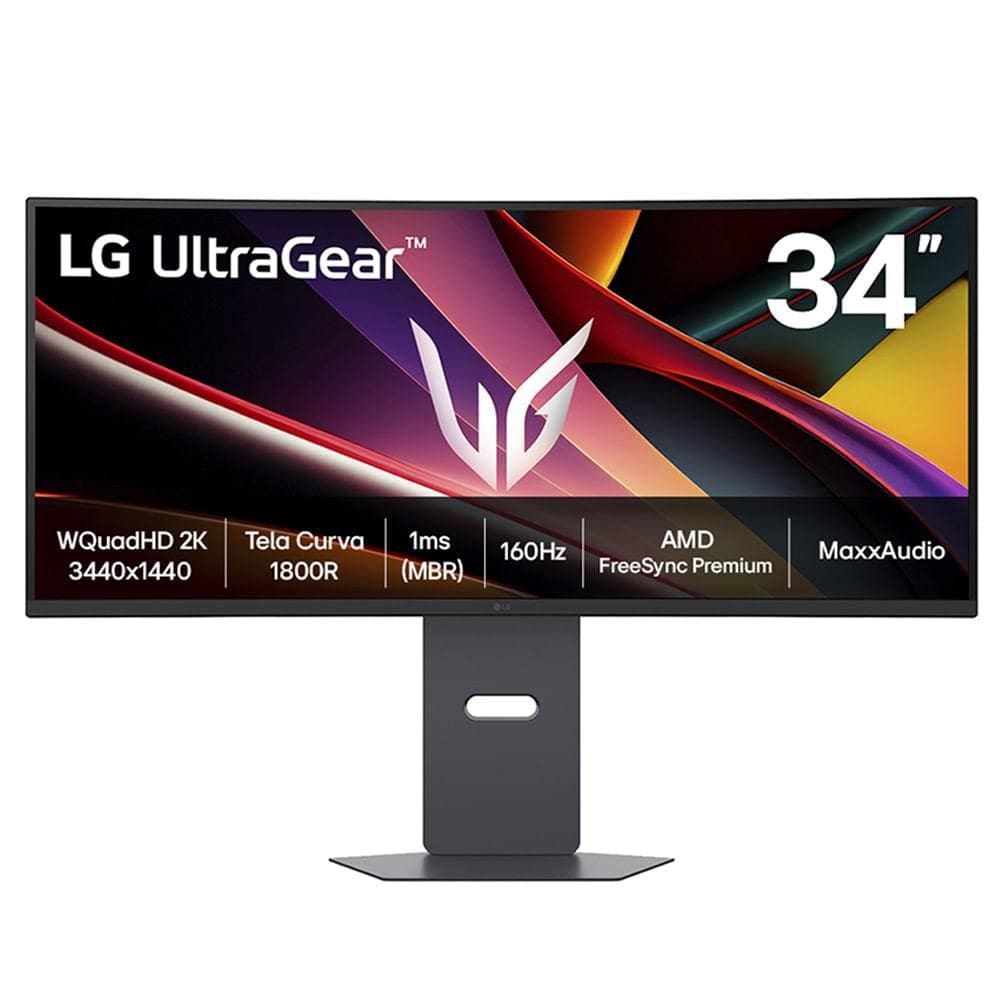 Monitor Gamer UltraGear™ Curvo 34” LG QuadHD 2K, UltraWide 1800R, 160Hz com 3200:1 de Contraste - 34G600A-B
