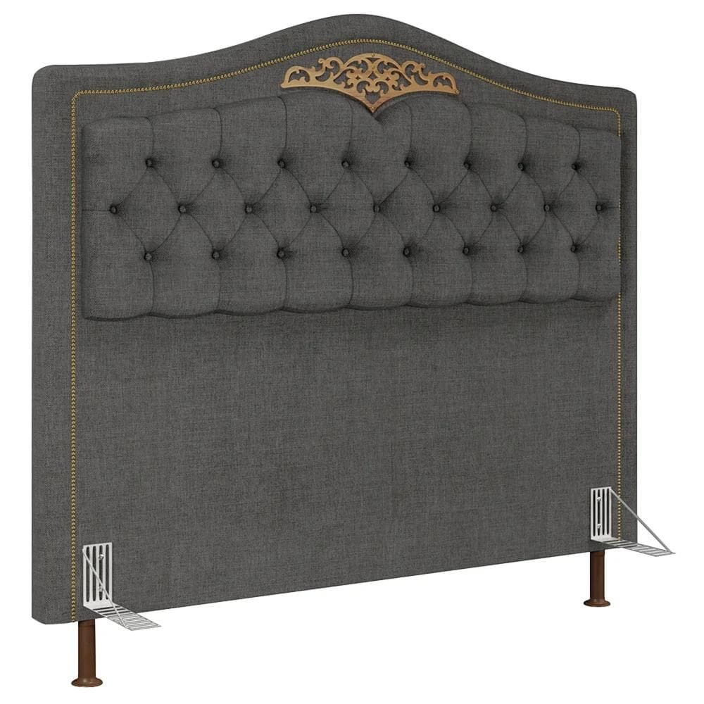 Cabeceira Cama Box Casal King 195cm com Tachas Imperial J02 Linho Grafite - Mpozenato