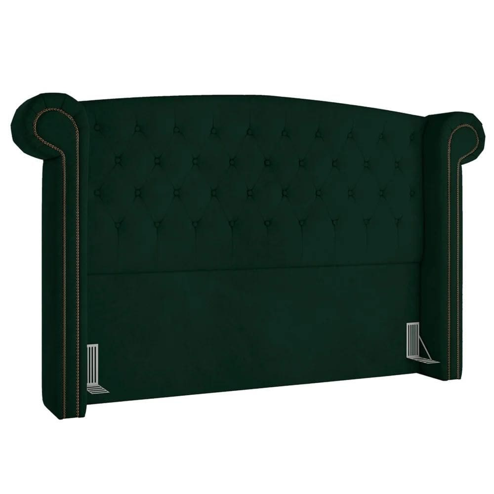 Cabeceira Cama Box Casal 140cm Provença Z37 Veludo Verde Musgo - Mpozenato