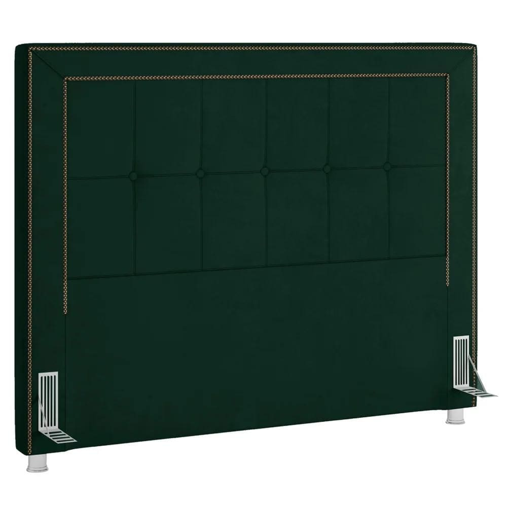 Cabeceira Cama Box Casal King 195cm Paolla Z37 Veludo Verde Musgo - Mpozenato