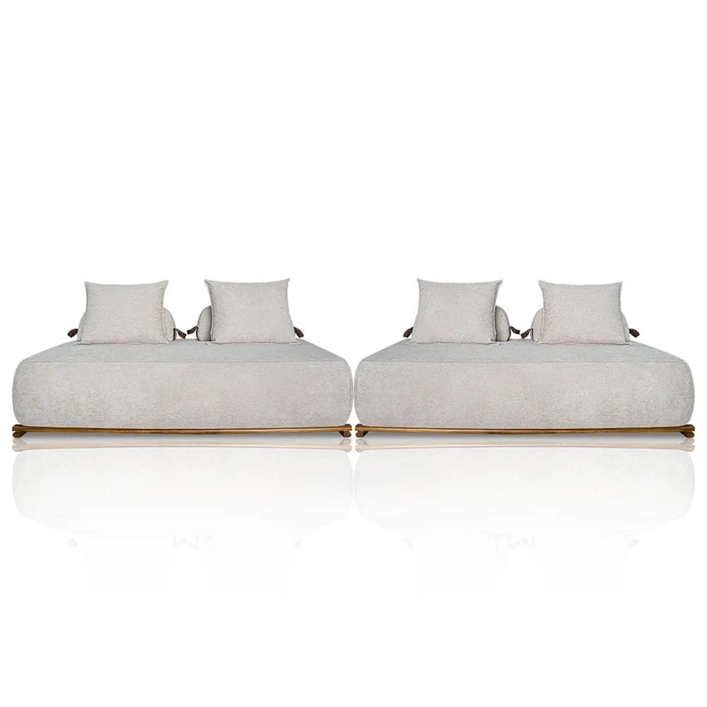 Sofá 4 Lugares Ilha 2 Módulos 160cm Viero S06 Boucle Bege - Mpozenato