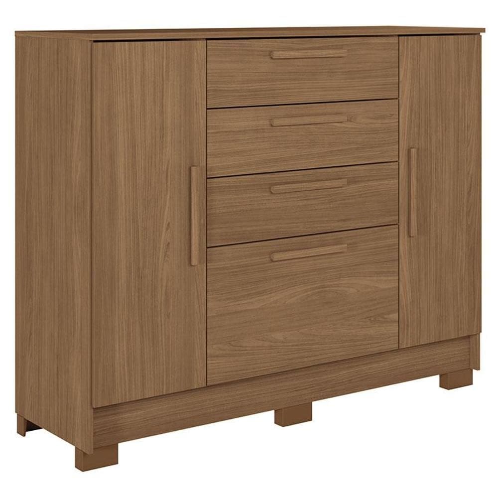 Comoda Pinhais 2 portas 4 Gavetas Jatobá Acetinado - Santos Andirá