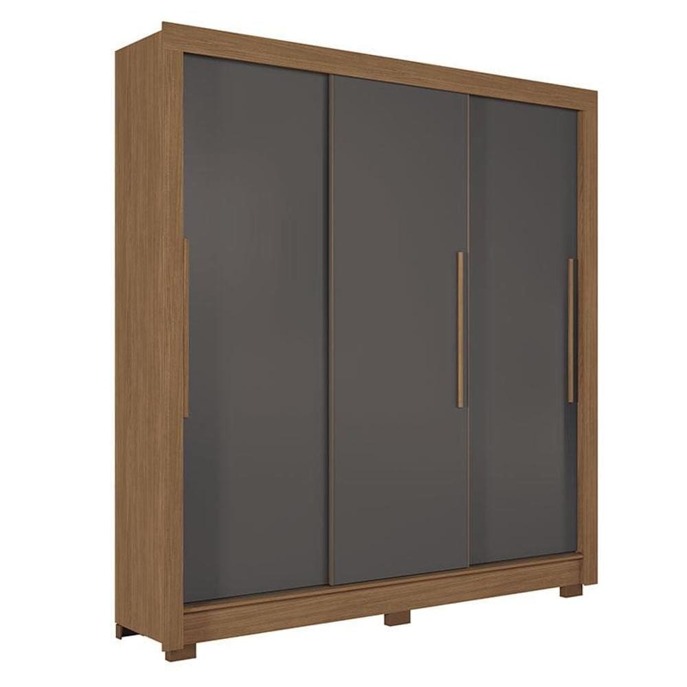 Guarda Roupa Casal 3 portas de correr Maringá Jatobá Grafite - Santos Andirá